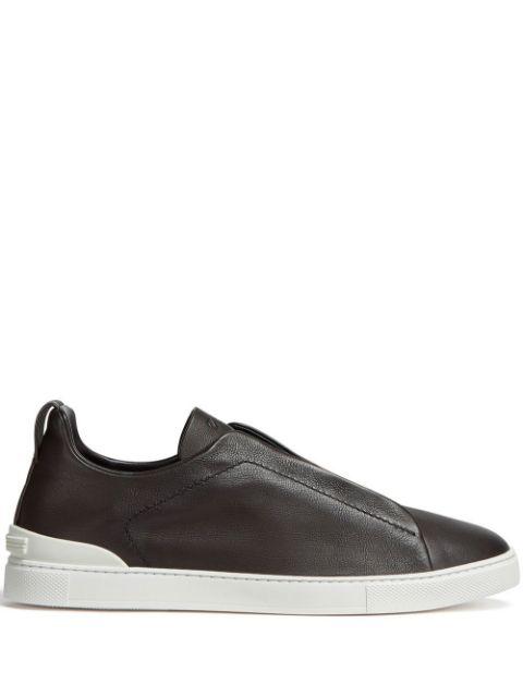 SECONDSKIN Triple Stitch leather sneakers by ZEGNA