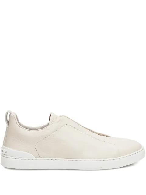Triple Stitch leather slip-ons by ZEGNA