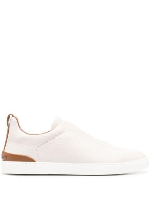 Triple Stitch leather trainers by ZEGNA