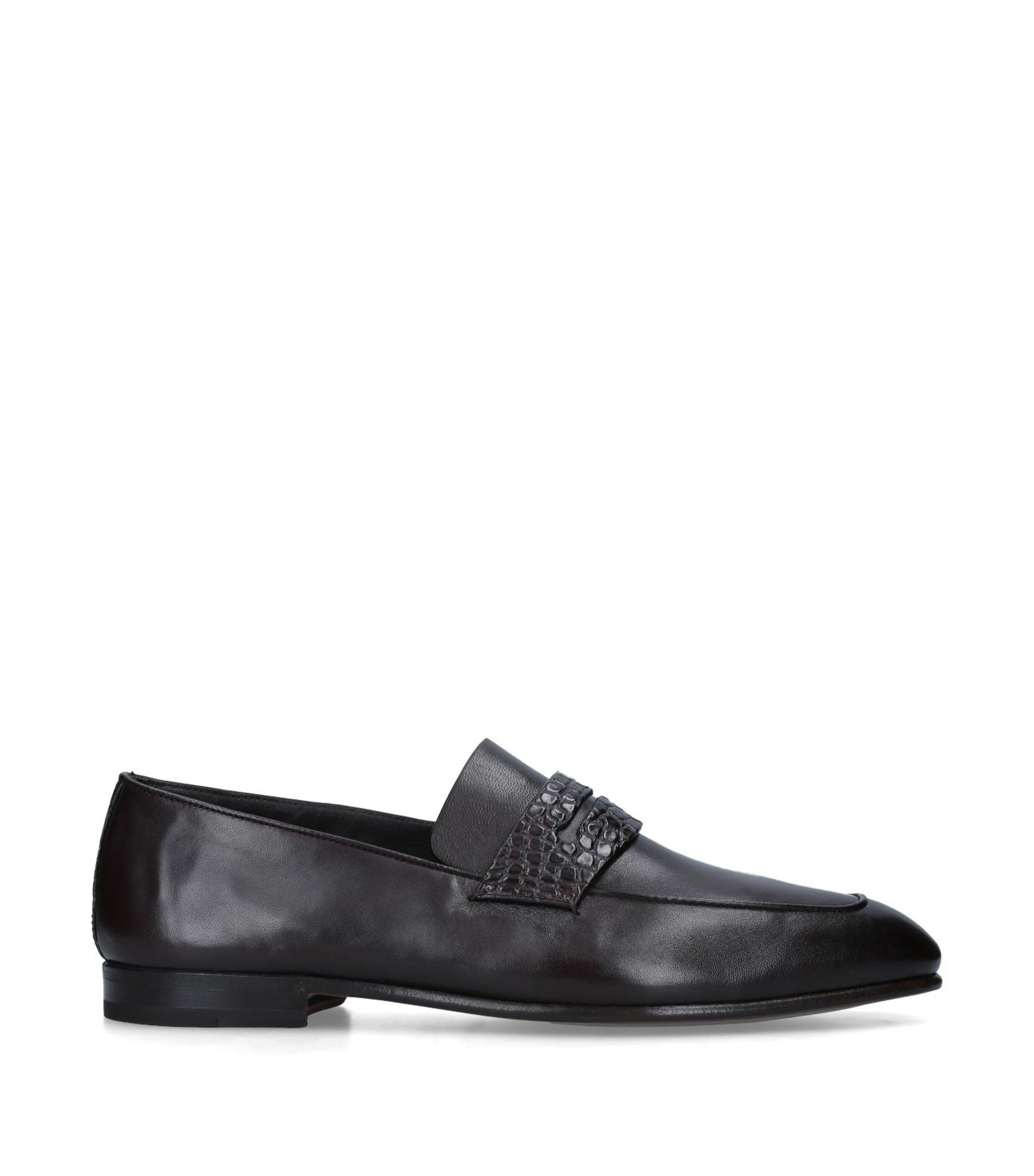Zegna Alligator Trim Leather Asola Penny Loafers by ZEGNA