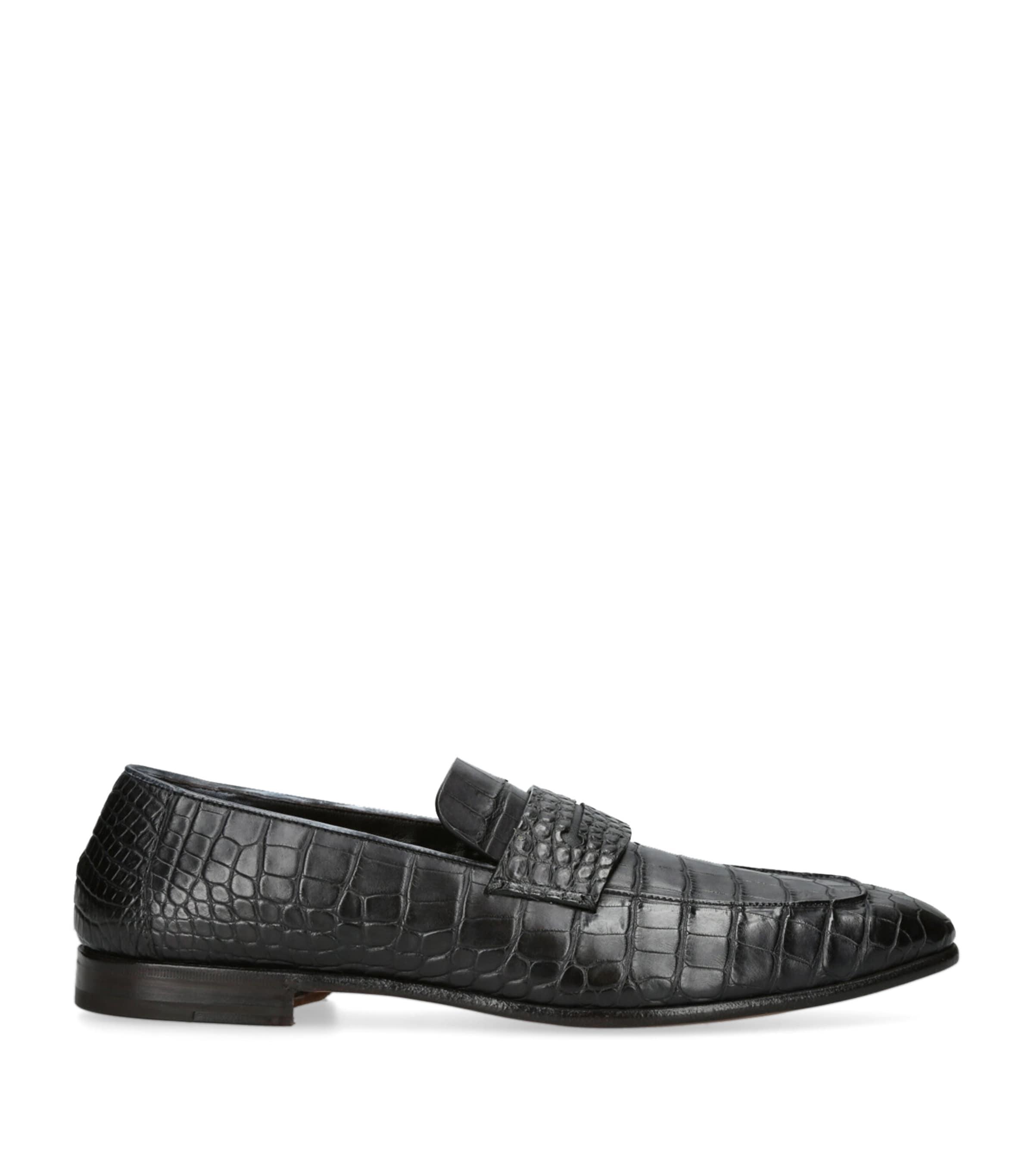 Zegna Crocodile Leather L'Asola Loafers by ZEGNA