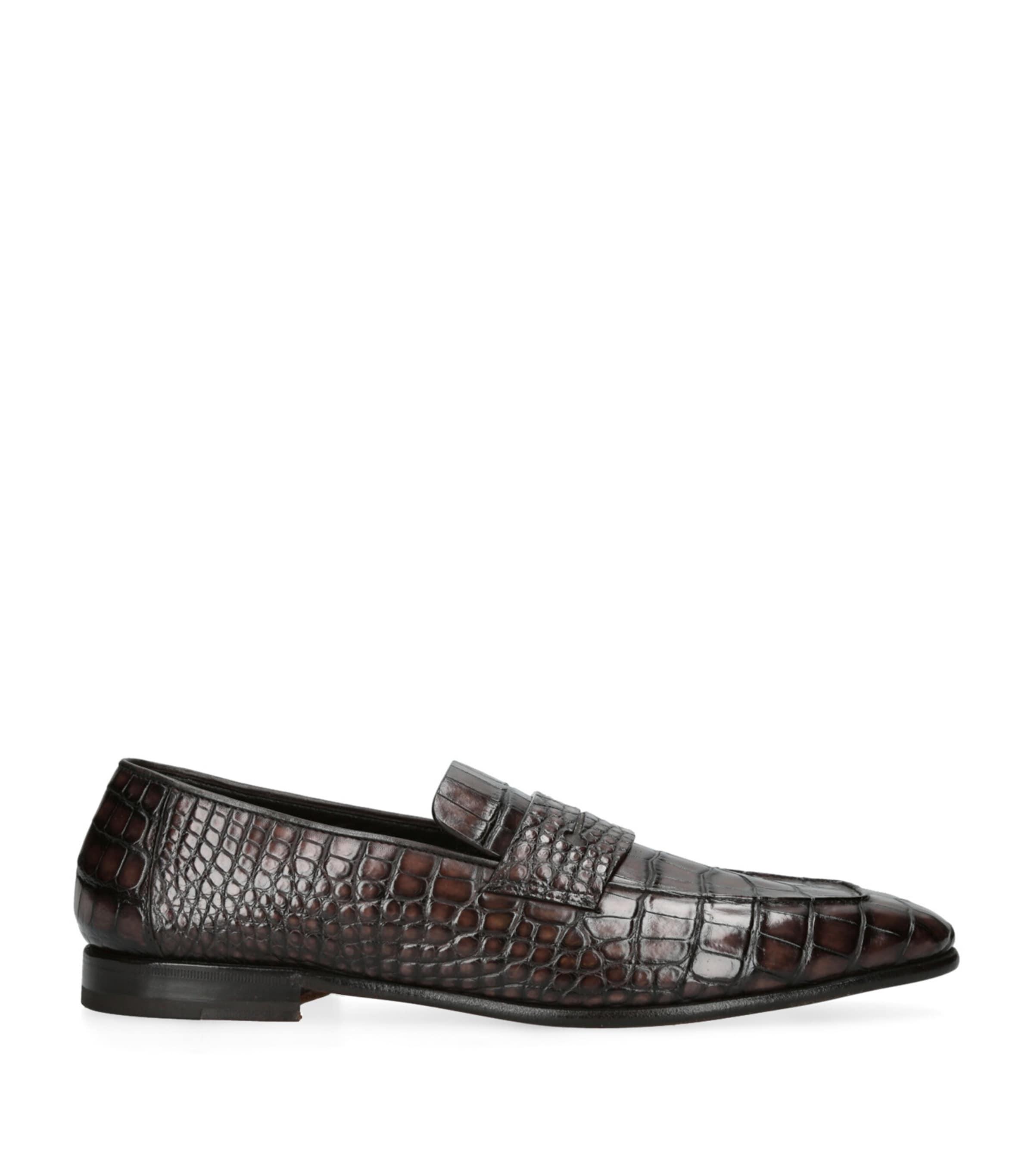 Zegna Crocodile Leather Penny Loafers by ZEGNA