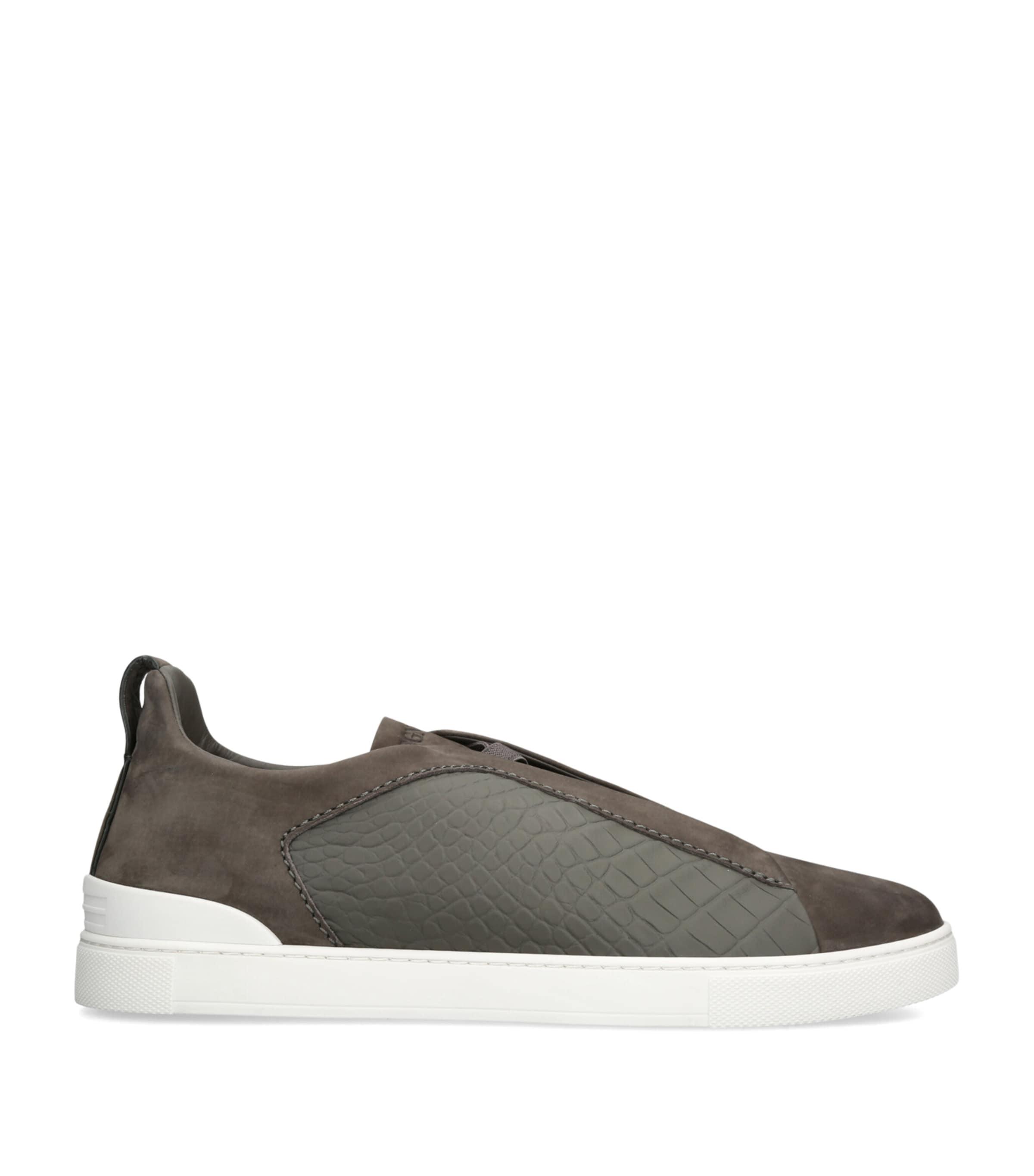 Zegna Crocodile Leather Triple Stitch SECONDSKIN Sneakers by ZEGNA