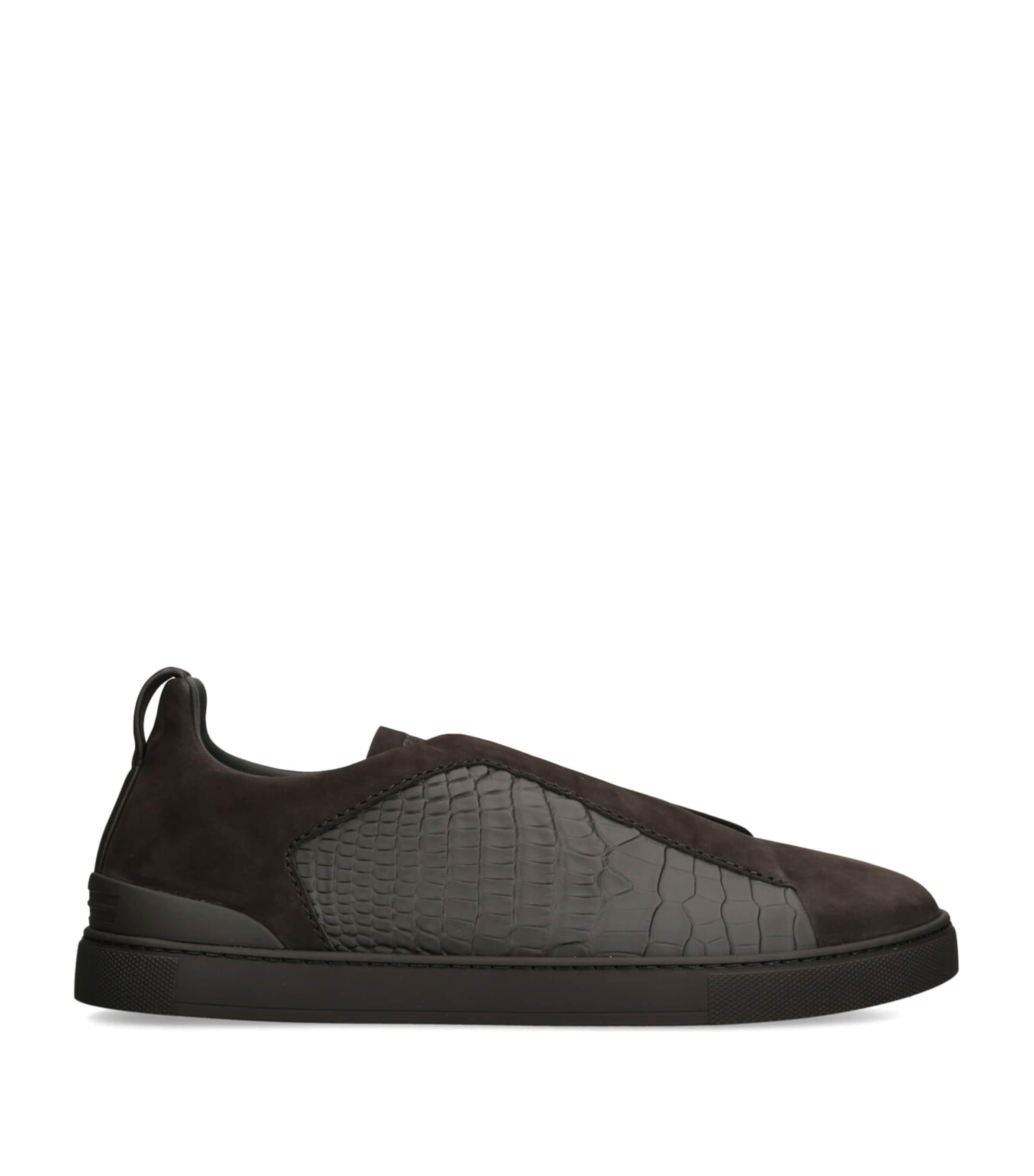 Zegna Crocodile Leather Triple Stitch SECONDSKIN Sneakers by ZEGNA