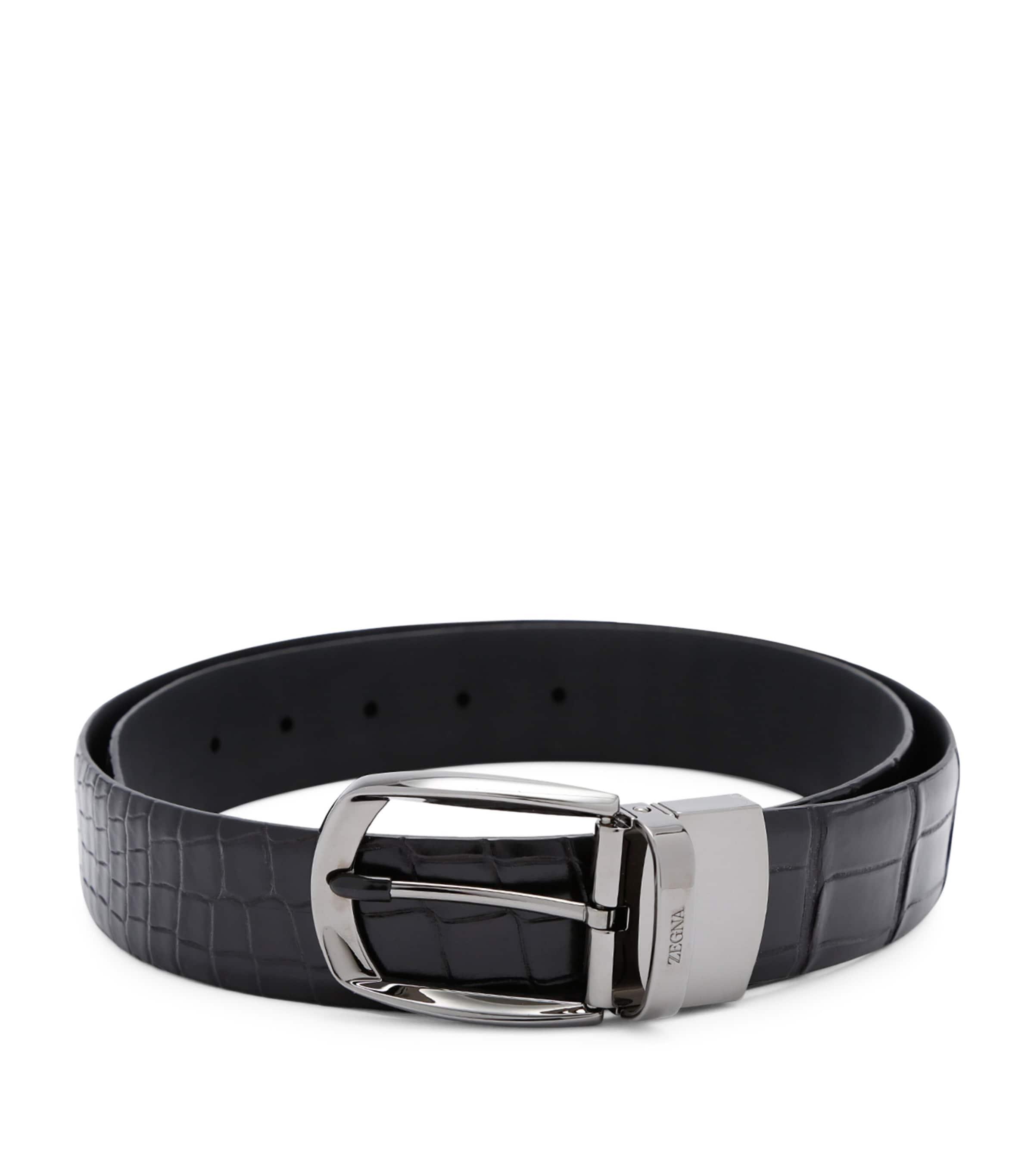 Zegna Crocodile Skin Parentesi Belt by ZEGNA