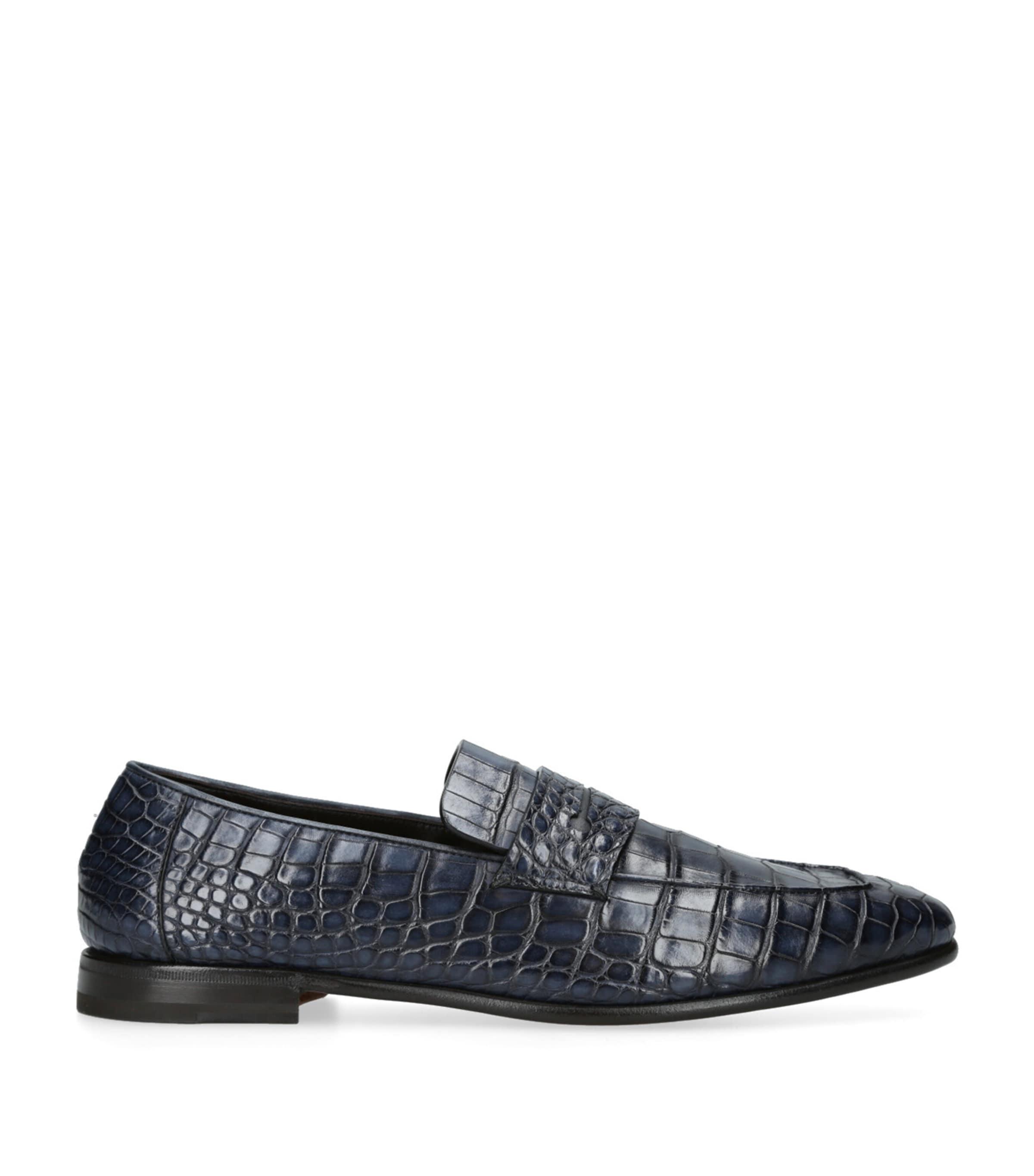 Zegna Crocodile Skin Penny Loafers by ZEGNA