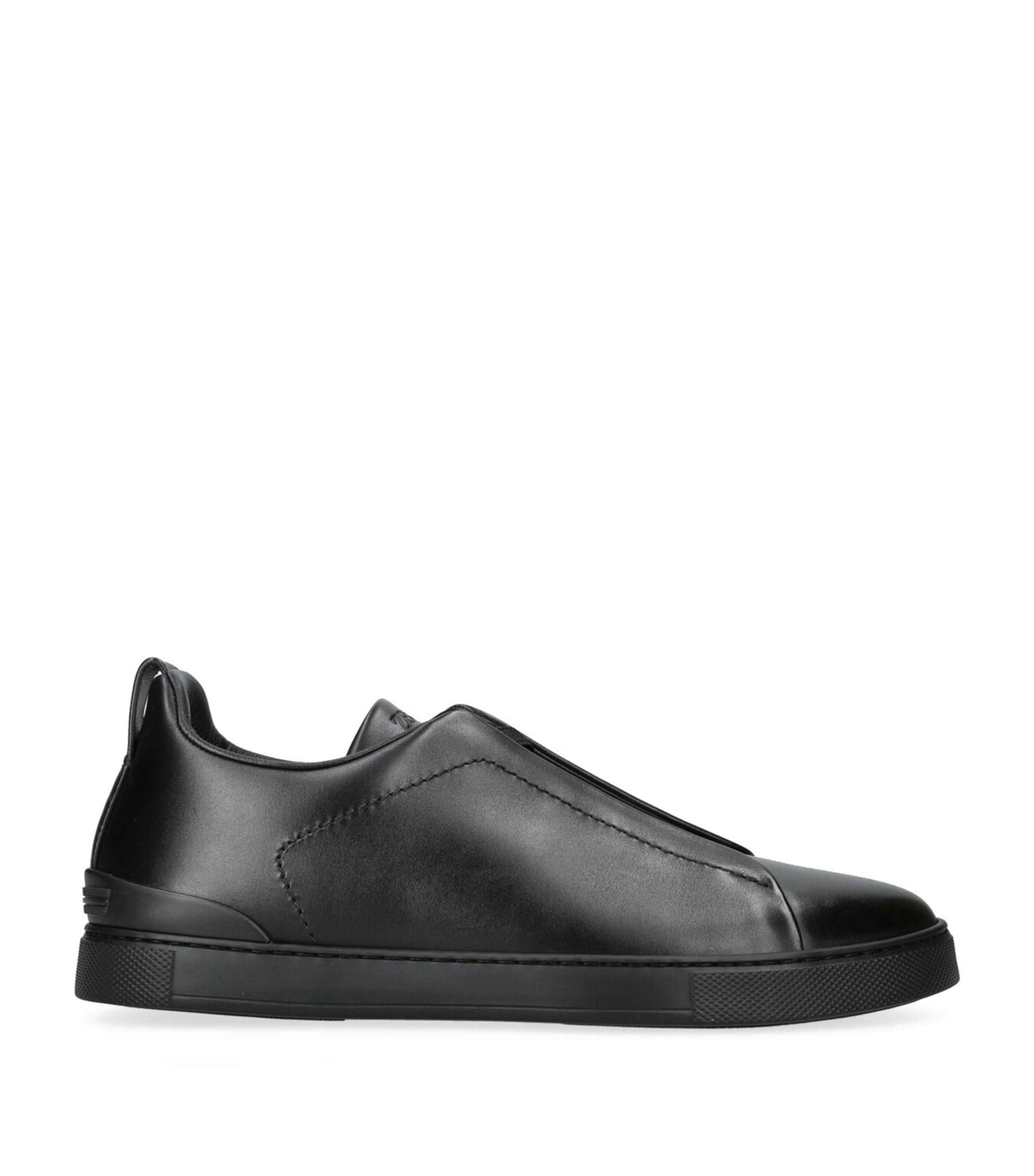 Zegna Leather Triple Stitch Evening Sneakers by ZEGNA