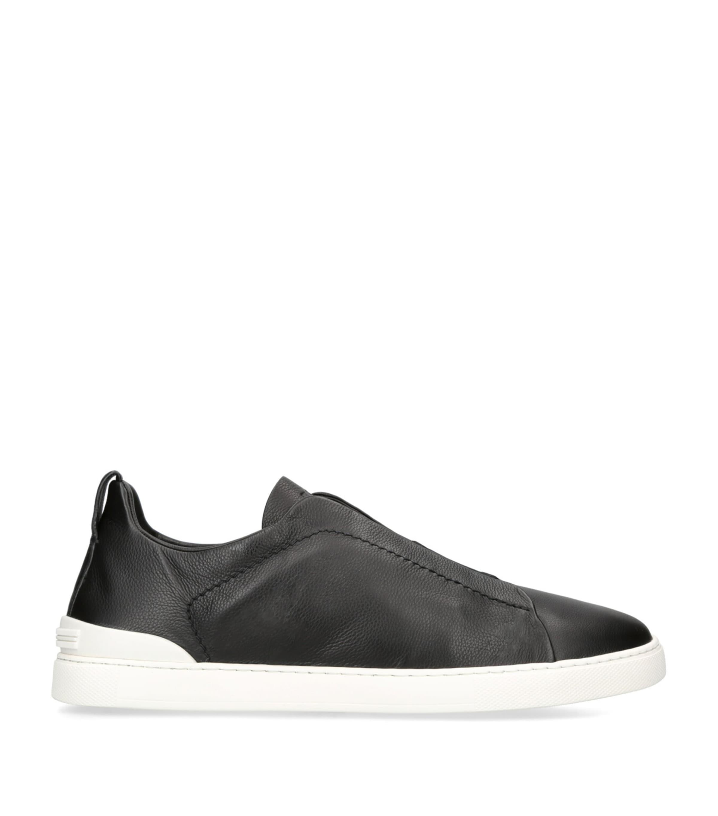 Zegna Leather Triple Stitch SECONDSKIN Sneakers by ZEGNA