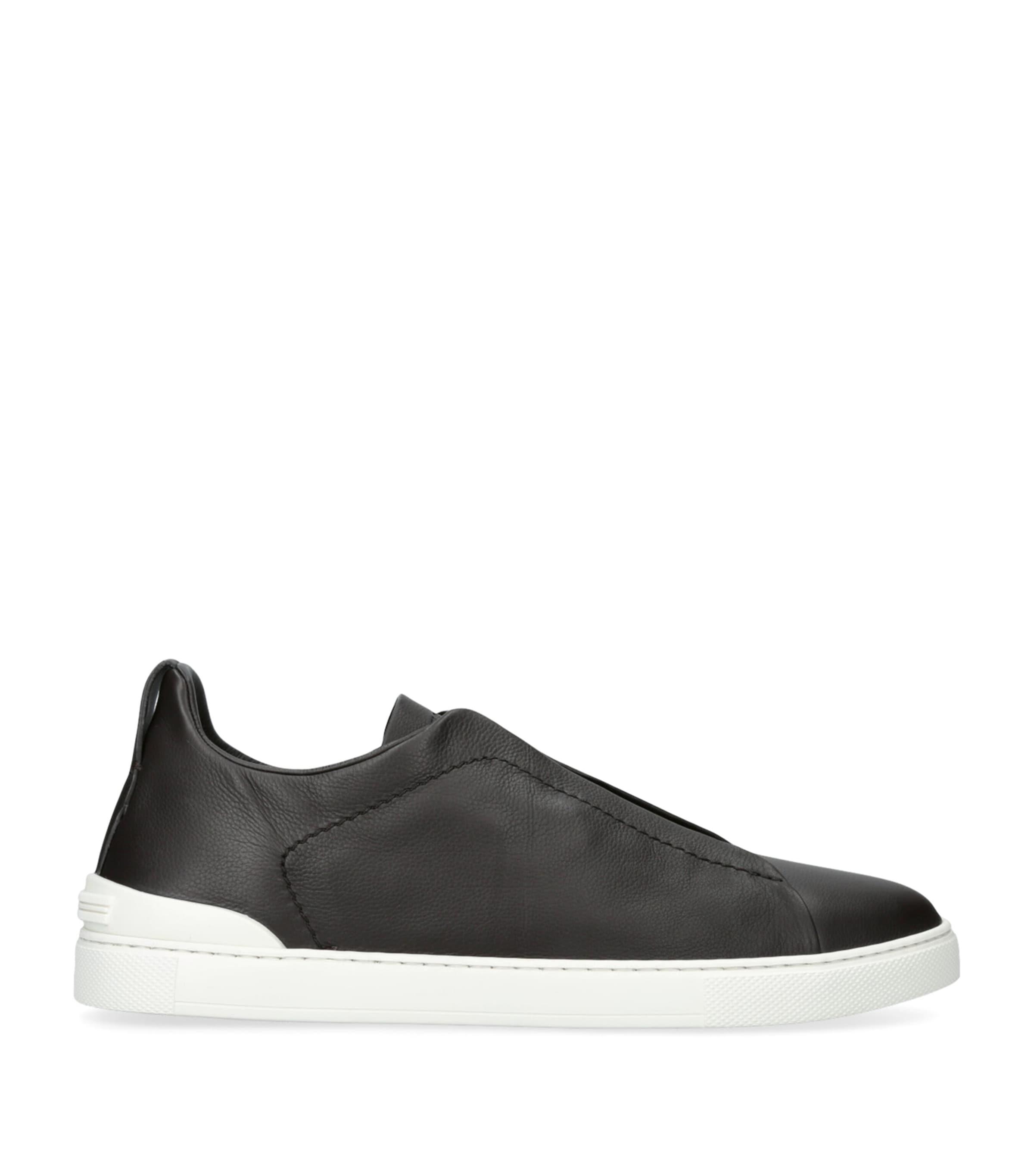 Zegna Leather Triple Stitch SECONDSKIN Sneakers by ZEGNA