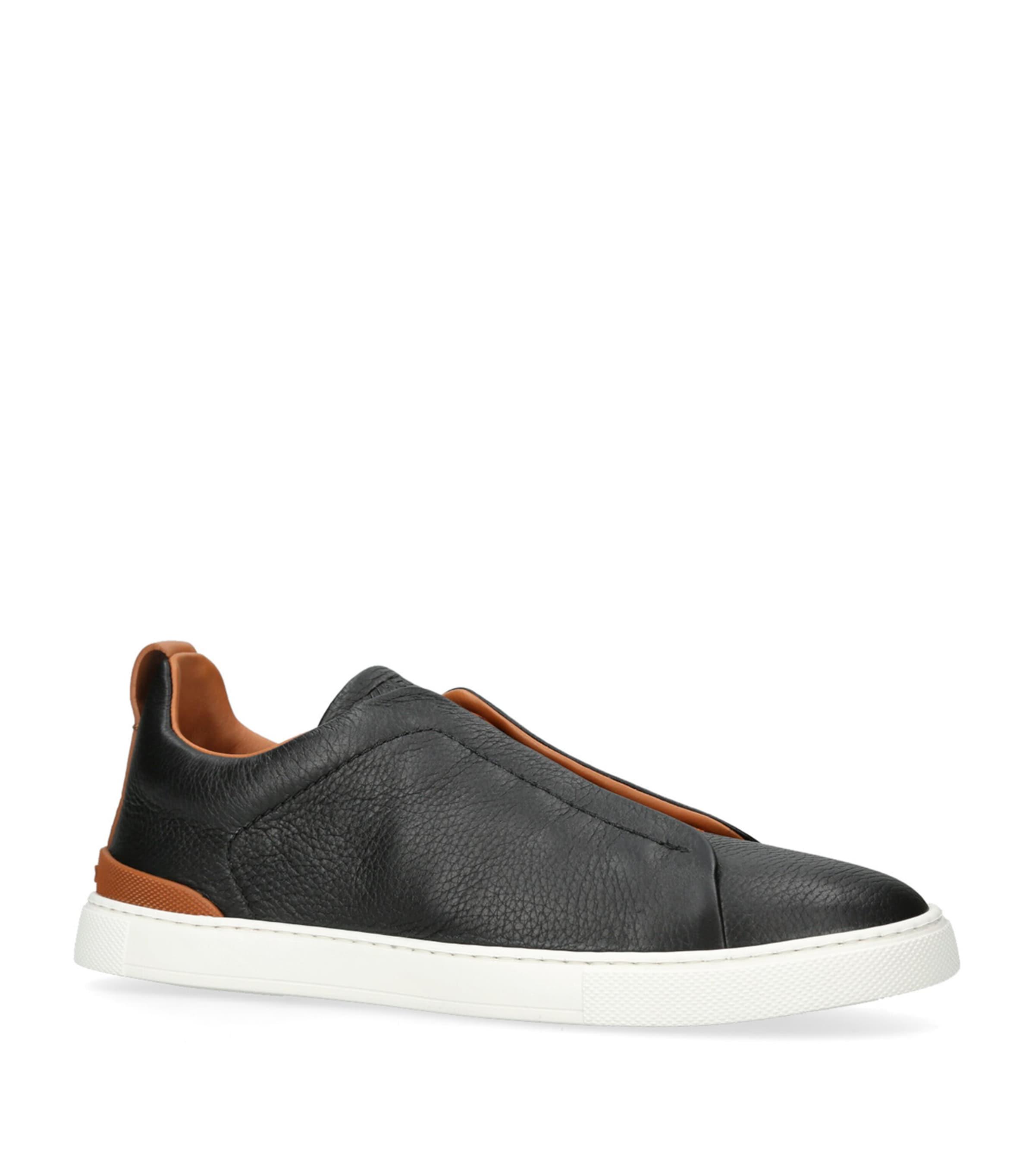 Zegna Leather Triple Stitch Sneakers by ZEGNA