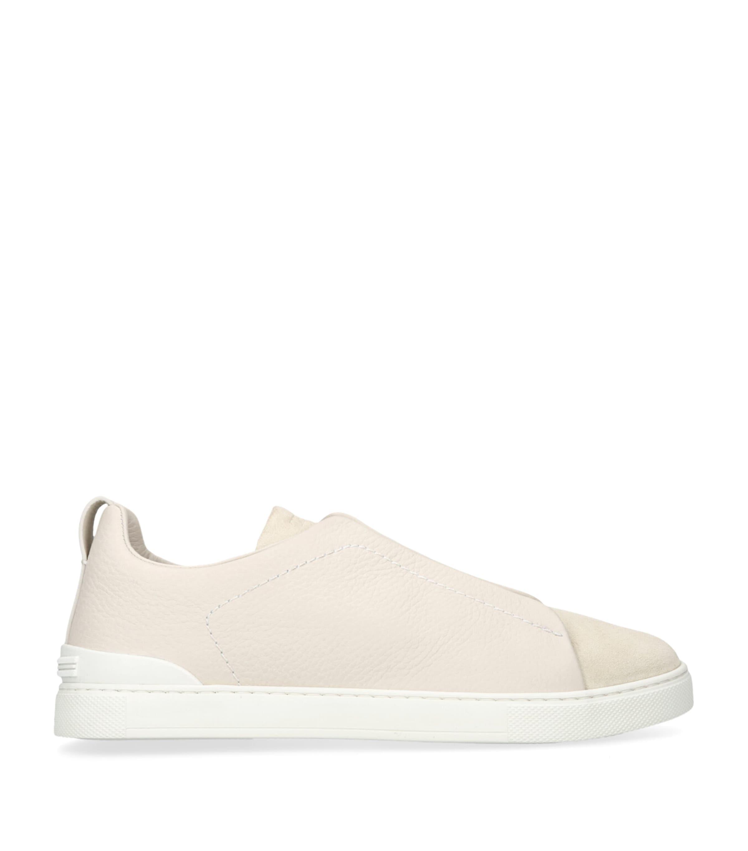 Zegna Leather and Suede Triple Stitch Sneakers by ZEGNA