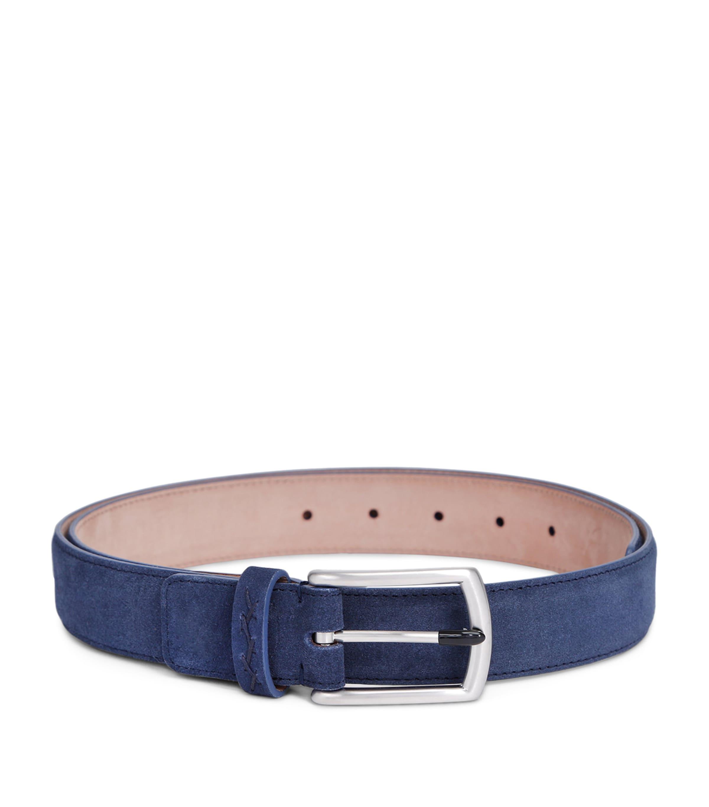 Zegna Suede Triple Stitch Belt by ZEGNA