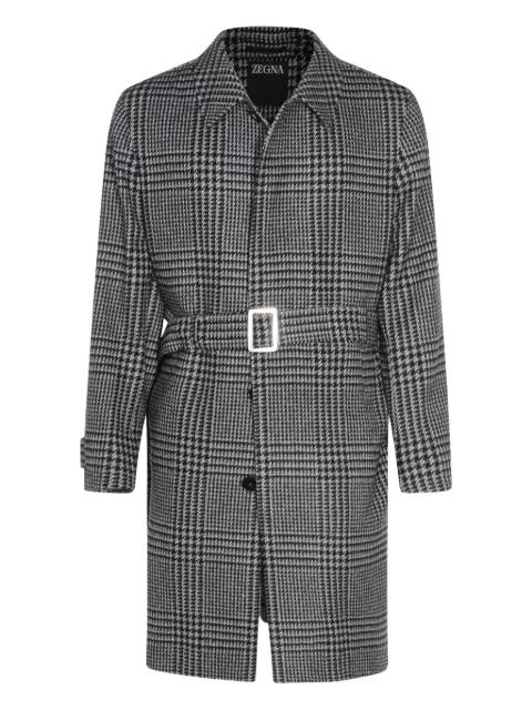 belted houndstooth coat by ZEGNA