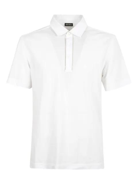 buttoned piped-trim polo shirt by ZEGNA