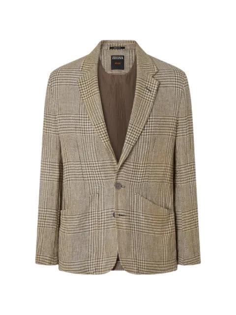 crossover-check single-breasted linen blazer by ZEGNA