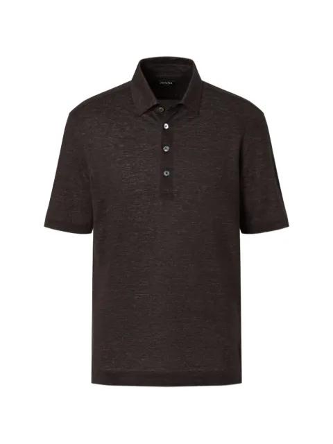 dark brown oasi lino polo shirt by ZEGNA