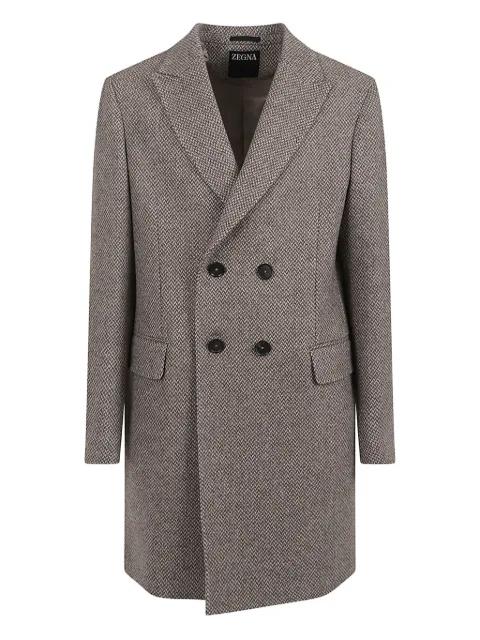 double-breasted herringbone-effect coat by ZEGNA
