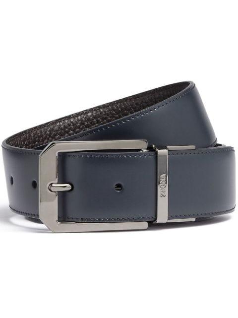 grained leather reversible belt by ZEGNA