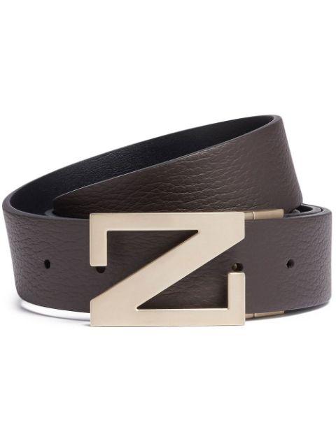 grained leather reversible belt by ZEGNA