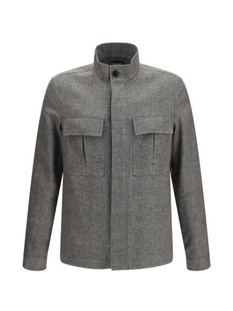 high-neck flap-pocket shirt jacket by ZEGNA