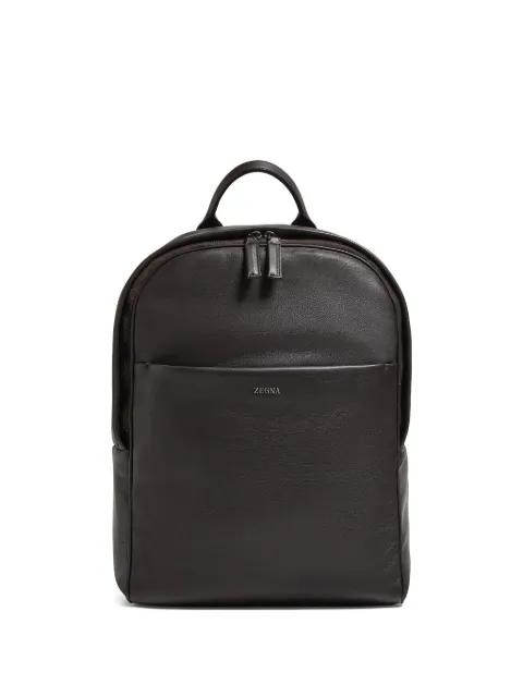 leather top-handle backpack by ZEGNA