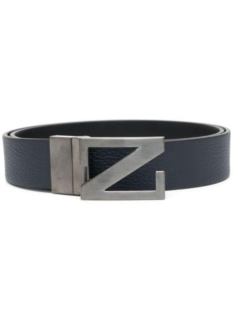 logo-buckle leather belt by ZEGNA