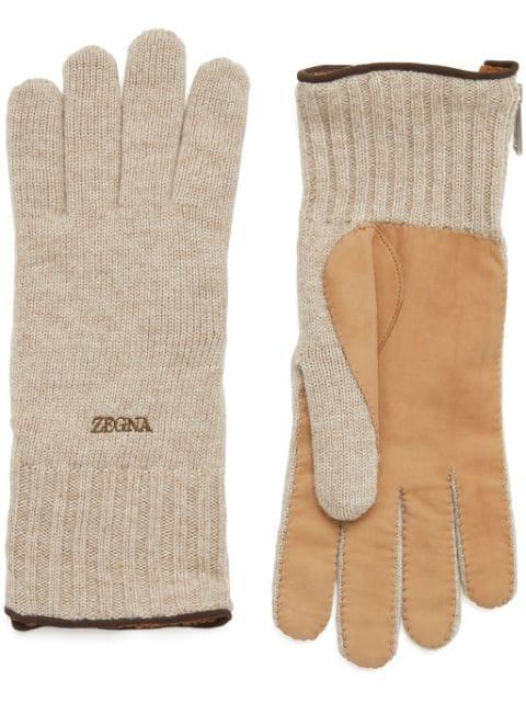 logo-embroidered cashmere gloves by ZEGNA