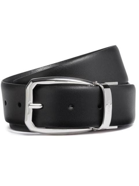 logo-engraved reversible belt by ZEGNA