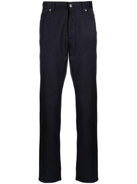 logo-patch wool slim-fit trousers by ZEGNA