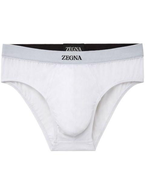logo-print cotton midi briefs by ZEGNA