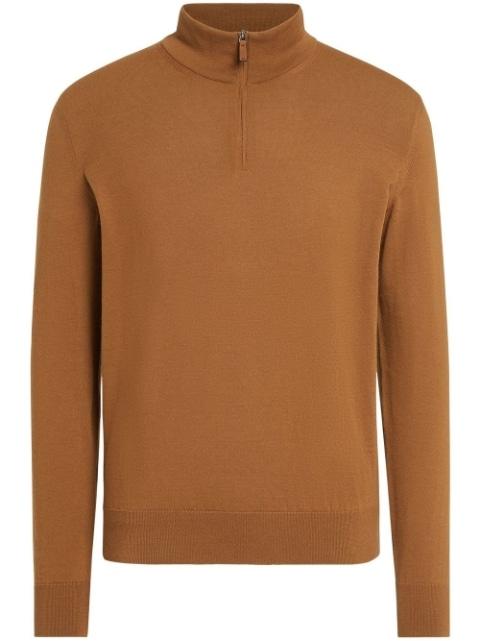 mock-neck half-zip jumper by ZEGNA