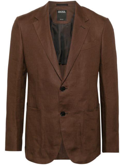 notched-lapel linen blazer by ZEGNA