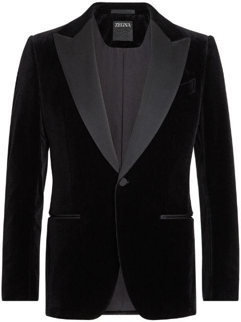 single-breasted velour blazer by ZEGNA