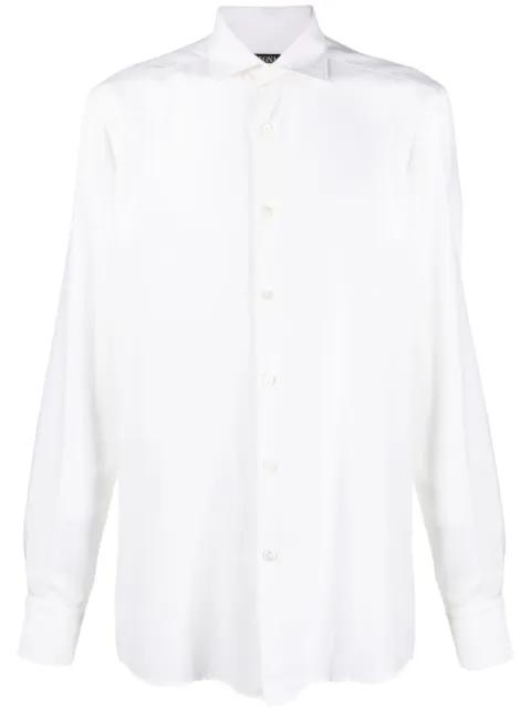 spread-collar cotton-cashmere shirt by ZEGNA