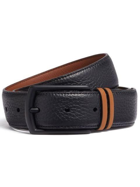 stripe-detail leather belt by ZEGNA