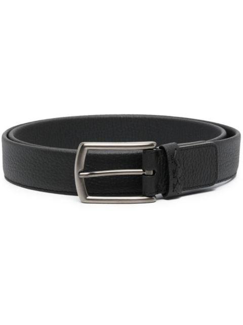 triple-stitch leather belt by ZEGNA