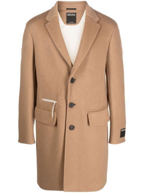 zip-pocket single-breasted coat by ZEGNA