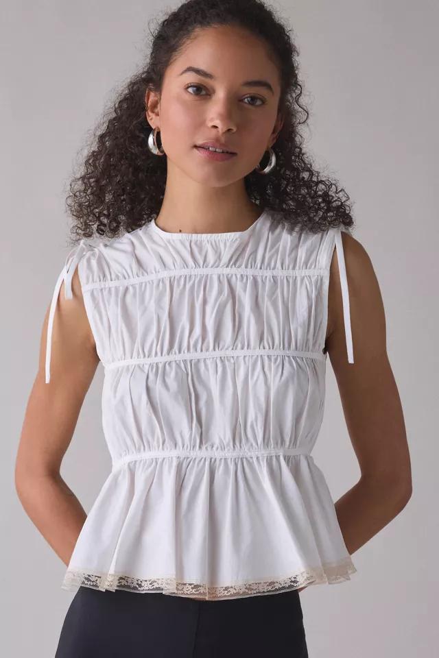 Zemeta Ball Lace White Sleeveless Top by ZEMETA