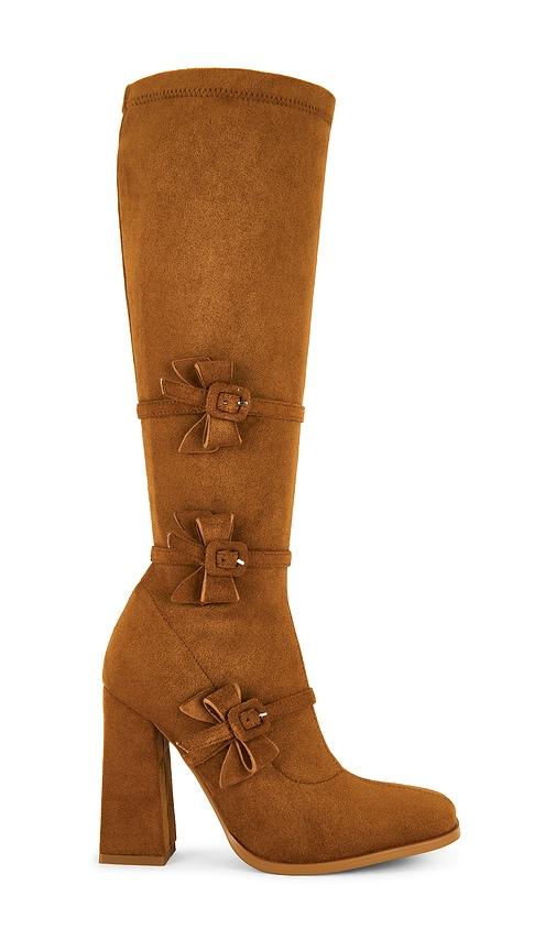 Zemeta Bow Suede Boot in Tan by ZEMETA