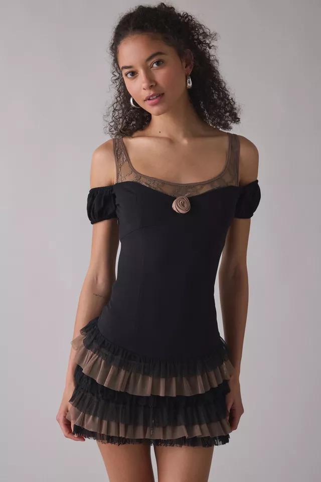 Zemeta Mocha Move Ruffle Drop Waist Mini Dress by ZEMETA