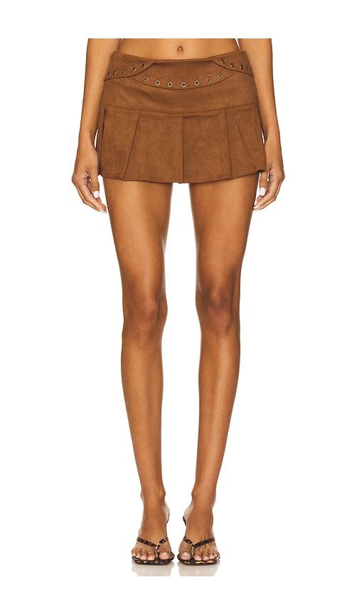 Zemeta Suede Attic Box Skirt in Brown by ZEMETA