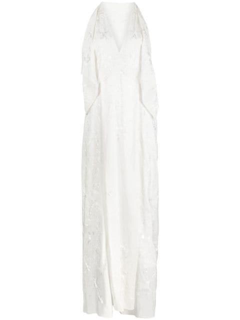 Pomaki floral-embroidered silk dress by ZEUS+DIONE