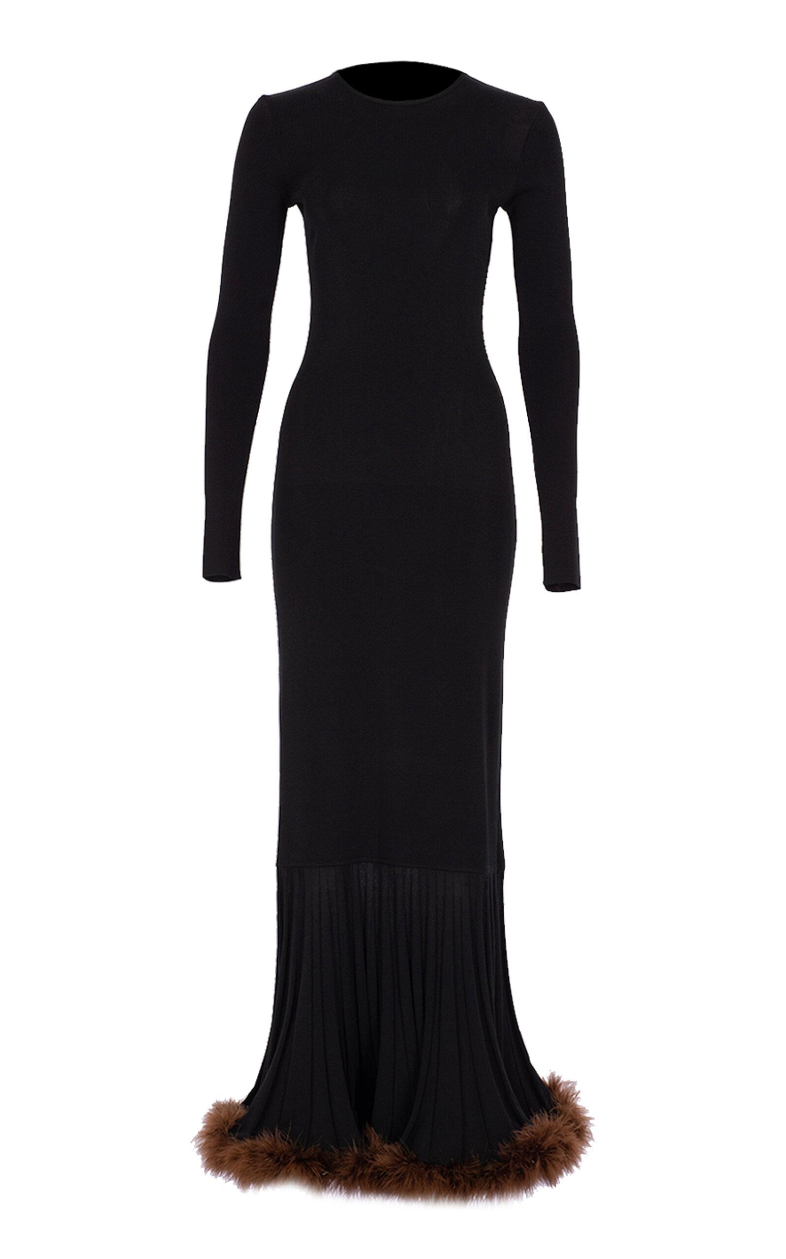 Zeynep Arçay Maxi Knit Ostrich Dress - Moda Operandi by ZEYNEP ARCAY