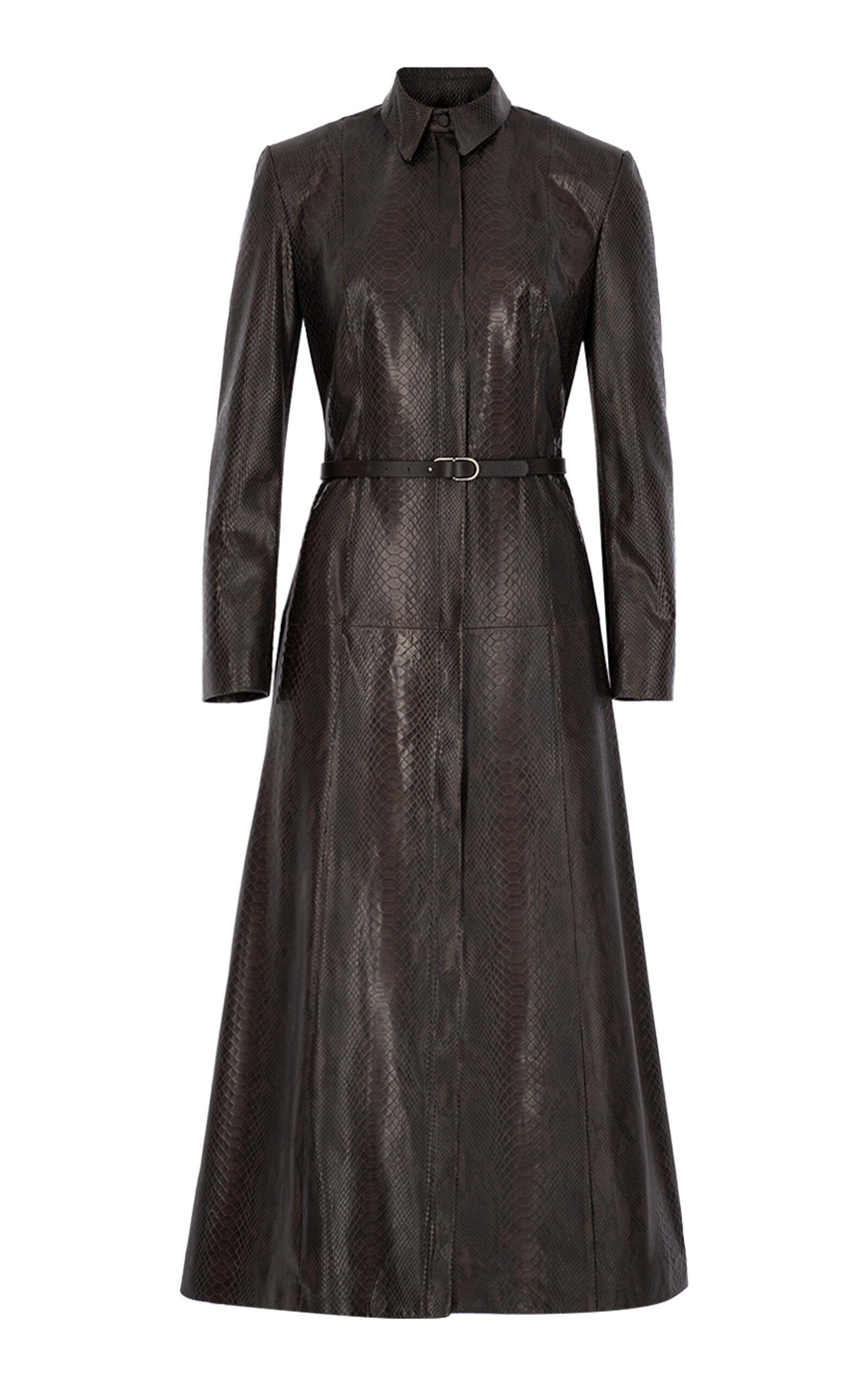 Zeynep Arçay Snake-Effect Leather Coat Dress - Moda Operandi by ZEYNEP ARCAY