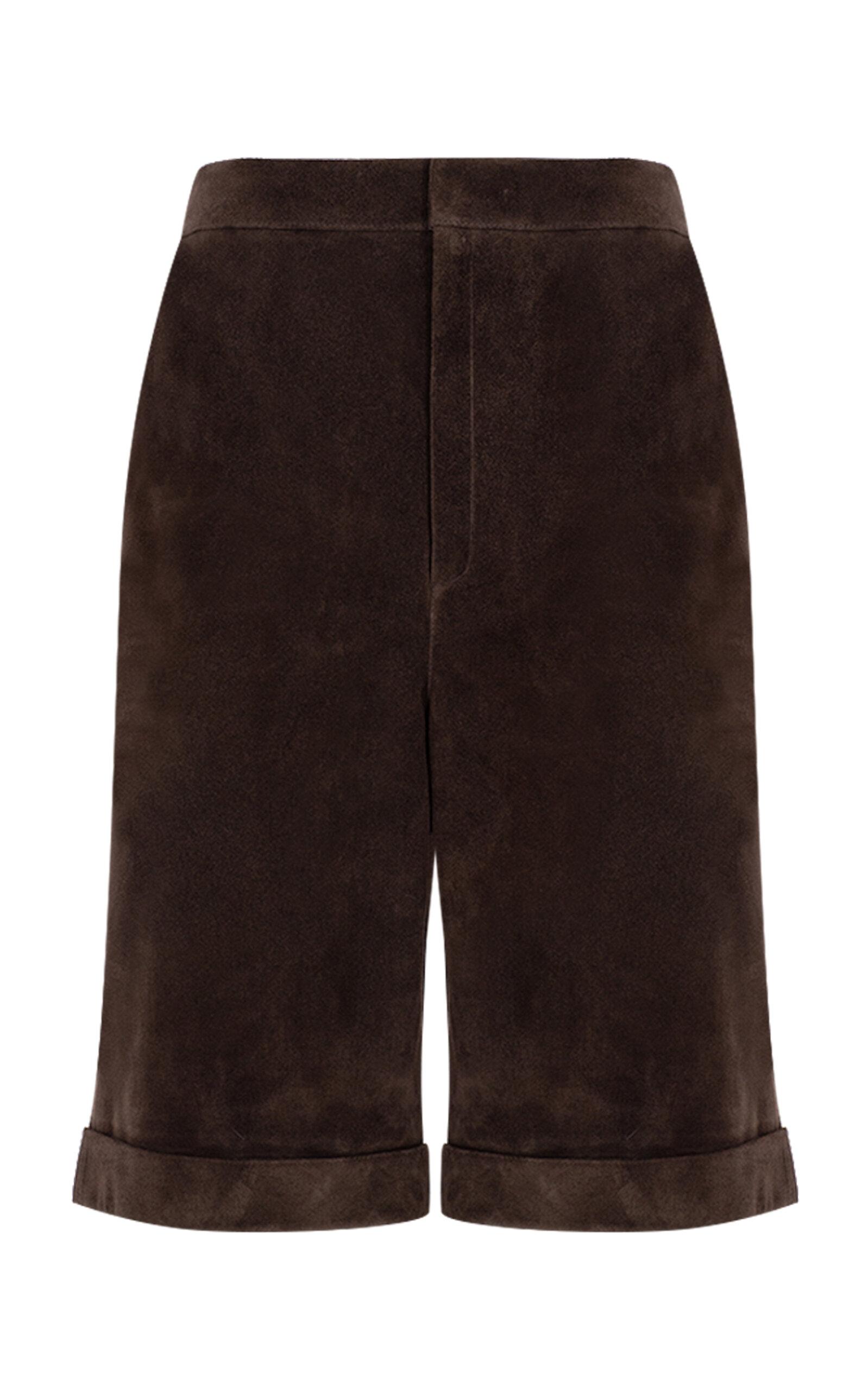 Zeynep Arçay Suede Bermuda Shorts - Moda Operandi by ZEYNEP ARCAY