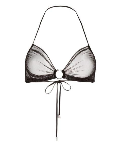 Icon gathered-tulle halterneck bra by ZHILYOVA