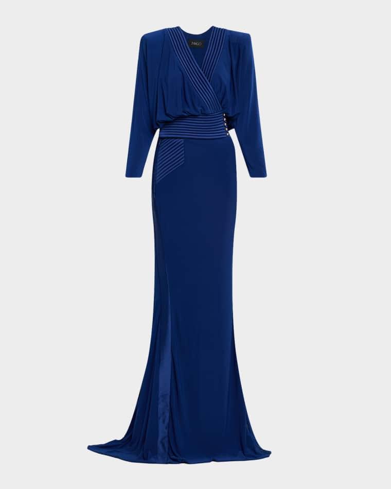 I'm Her Man Jersey Drop-Sleeve Gown by ZHIVAGO