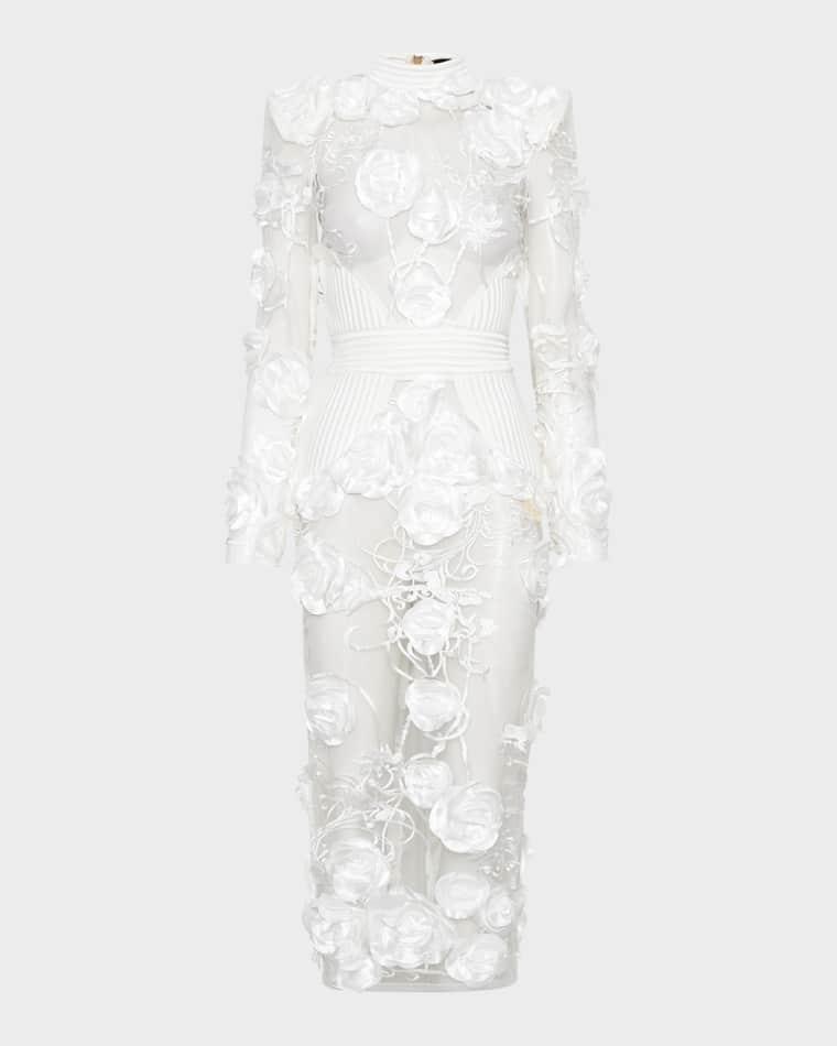 The Vendetta Floral Mesh Midi Dress by ZHIVAGO