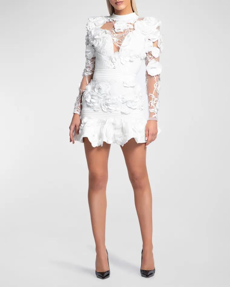 The Vendetta Floral Mesh Mini Dress by ZHIVAGO