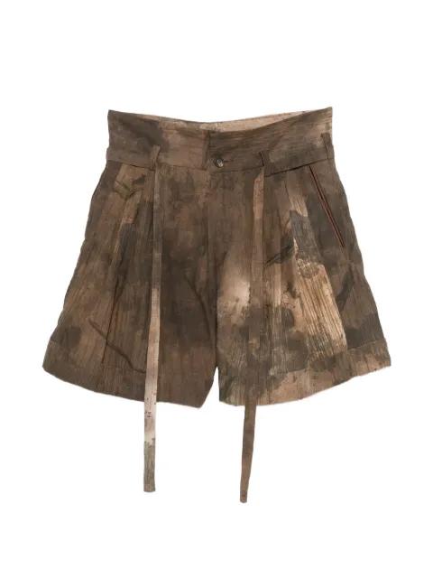 belted abstract-print shorts by ZIGGY CHEN